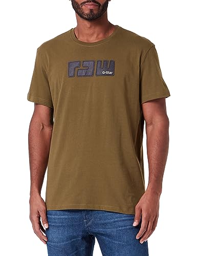G-STAR RAW Raw. Felt R T T-Shirt męski, Zielony (Dark Olive D23710-336-c744), L