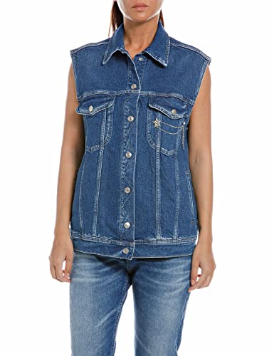 Replay Damska kamizelka dżinsowa W7793, 009 MEDIUM Blue, S, 009 Medium Blue, S