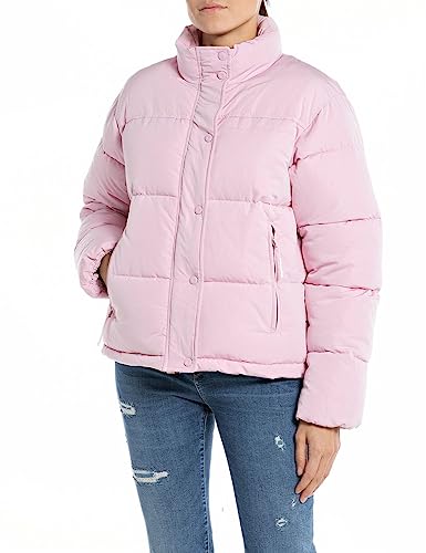 Replay Damska kurtka zimowa boxy fit, 666 ALMOND PINK, M