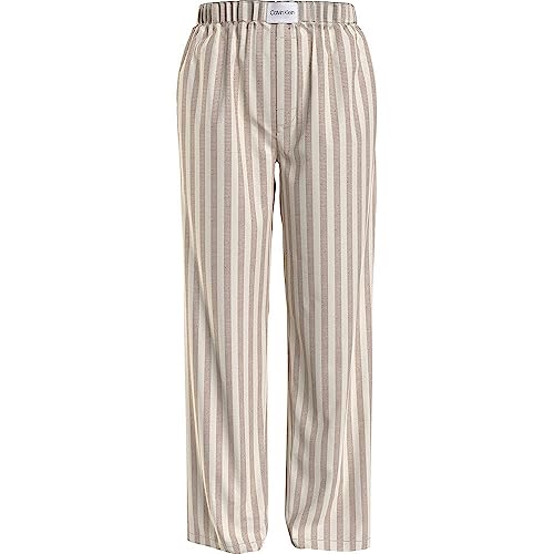 Calvin Klein Damskie spodnie do spania, Chambray Stripe_Stone Szary, L