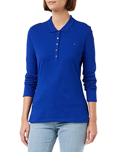 Tommy Hilfiger Damska koszulka polo z długim rękawem, Odważny niebieski, S