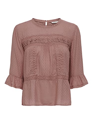 ONLY Damski ONLANEMONE 3/4 Flaired NOOS WVN Top, Burlwood, 34, Burlwood, 34