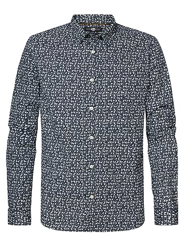 Petrol Industries Men Shirt Long Sleeve AOP Koszulka męska, Marynarka Północna, L