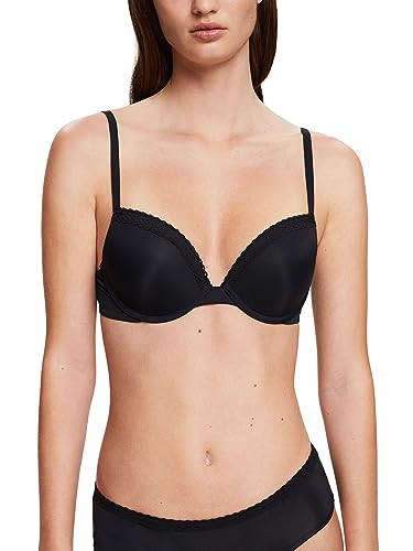 ESPRIT Damski biustonosz z mikro laceband RCS CLAS. Push Push Up, czarny, 70C