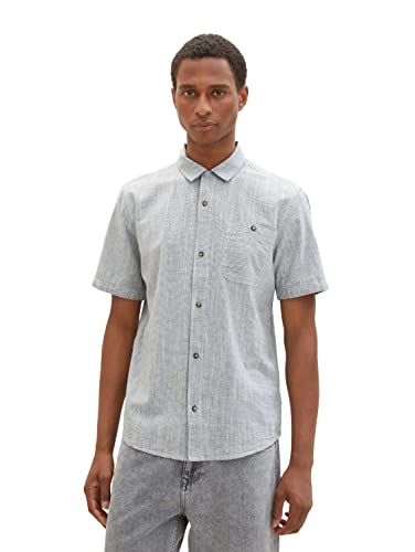 TOM TAILOR Męska koszula 1036226, 31823-granatowa, pozioma pinka, M, 31823 - Navy Horizontal Pin Stripe, M