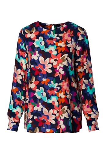 Seidensticker Damska bluzka - modna bluzka - Regular Fit - Okrągły dekolt - Długi rękaw - 100% wiskoza, niebieski, 42