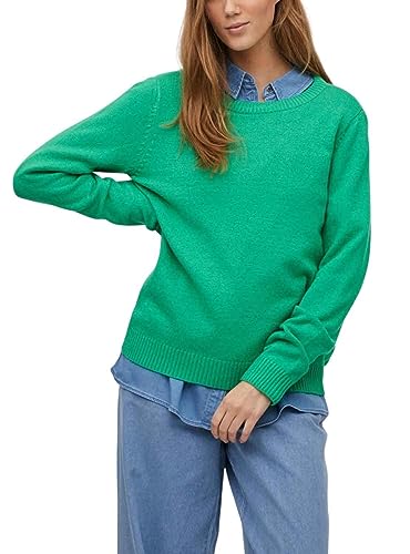 Vila Damski sweter z dzianiny, okrągły dekolt, jasnozielony, XL