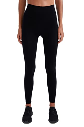 DeFacto Legginsy z wysokim stanem dla kobiet – sportowe legginsy dla kobiet, spodnie sportowe (czarne, L), czarny, L