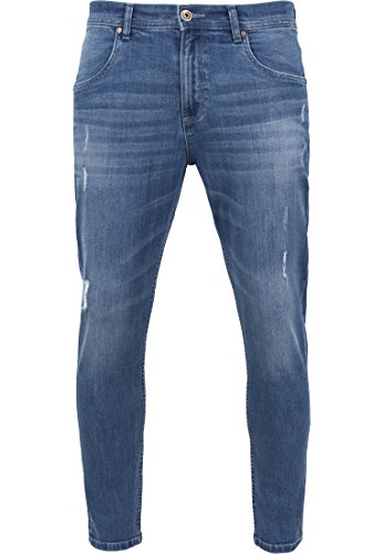 Urban Classics Spodnie męskie Skinny Ripped Stretch Denim Pants, niebieski (Blue Washed 799), 32W x 32L