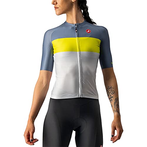 CASTELLI Damska bluza Aero Pro W Jersey, Silver Gray/Sulphur/Light Steel Blue, XL