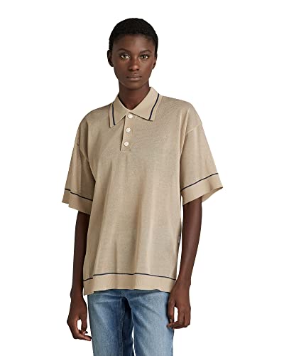 G-STAR RAW Damski sweter oversized Polo Ss Knit Sweater, beżowy/khaki (Westpoint Khaki D140-c531), M