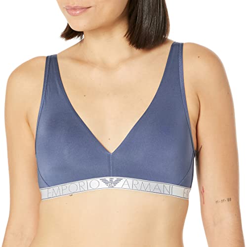 Emporio Armani Damska braletka Remov.Pads Iconic mikrofibra wyściełany biustonosz, Indigo Mood, S