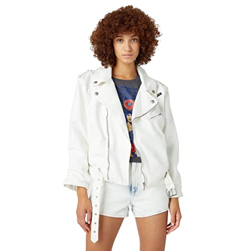 Wrangler Damska kurtka Western Moto Denim, biały, XXL