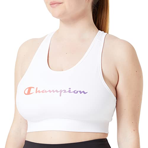 Champion Damski biustonosz sportowy C-Sport szybkoschnący dwukolorowy z logo, biały, XS