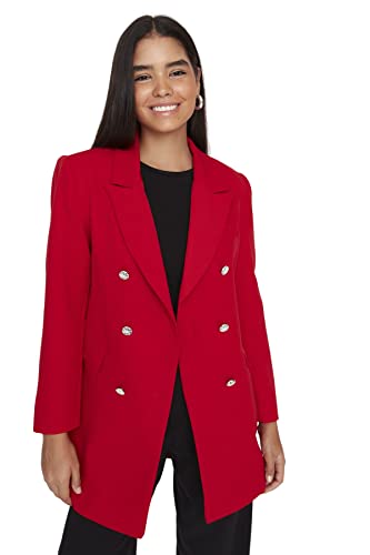 TRENDYOL Women's Modest Regular Basic Plain tkanina kurtka płaszcz, czerwona, 42, Rot, 42