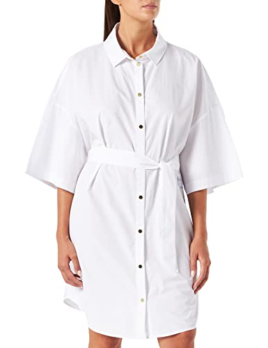 Armani Exchange Damska koszulka oversize z logo na przodzie, sukienka casualowa, biała, ekstra mała