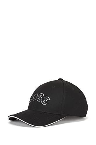 BOSS Czapka męska - czapka z haftowanym logo US w stretchie piqué, Czarny, Rozmiar uniwersalny