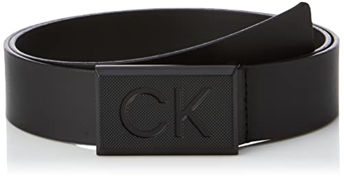 Calvin Klein Męski pasek plakietkowy, czarny Ck, 80, Czarny, 80