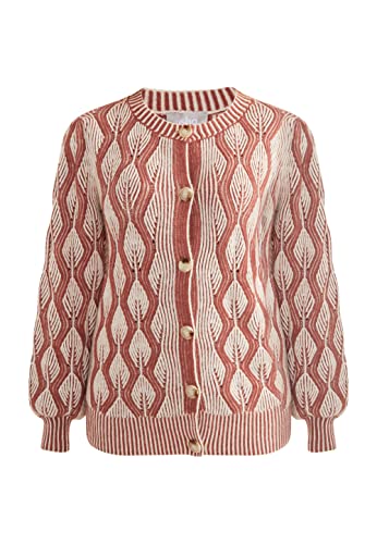 ALARY Damski kardigan 10425116-AL01, wełniany biały brudny róż, XL/XXL, Biała wełna, brudny róż, XL-XXL