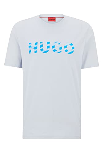 HUGO Męski T-shirt Dulivio U232 z bawełny organicznej z nadrukiem logo 3D, Medium Grey36, S