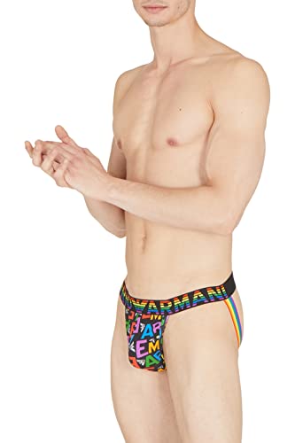 Emporio Armani Męski pasek poślizgowy, Ea Rainbow Col/Black, M