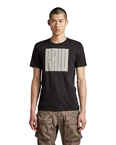 G-STAR RAW Typography Raw Slim T-Shirt męski, Czarny (Dk Black D22380-336-6484), XS