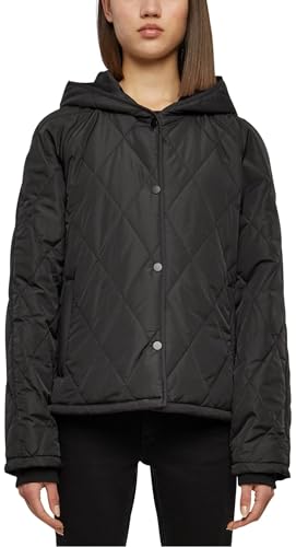 Urban Classics Damska kurtka damska Oversized Diamond Quilted Hooded Jacket black L, czarny, L