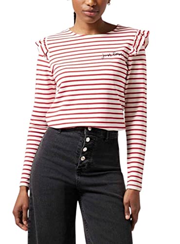 Koszulka damska Naf Geneva ML, Ecru/Czerwony, L