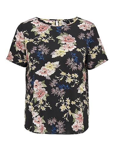 ONLY CARMAKOMA Carvica Ss Top WVN Noos bluzka damska, Czarny/Aop: lena Flower, 42