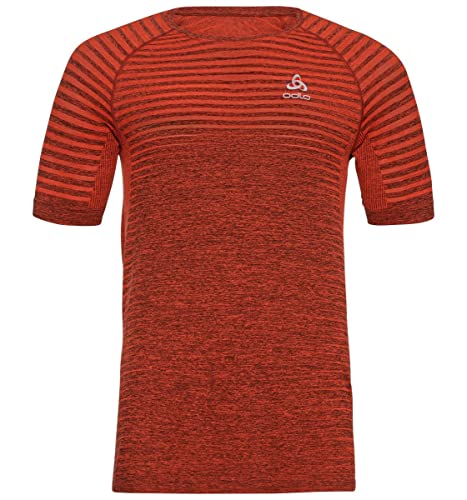 Odlo Męski T-shirt Essential Seamless z okrągłym dekoltem, Shocking Orange Melange, XL