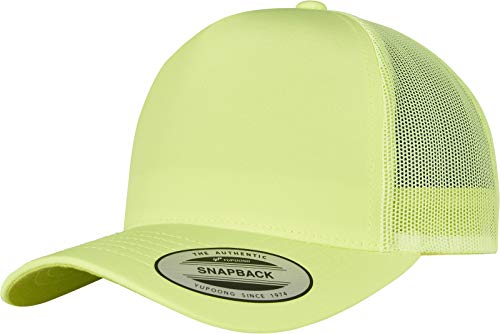 Flexfit Czapka uniseks dla dorosłych, retro trucker, czapka baseballowa z wkładką z siateczki w 2 wariantach neonowych, jeden rozmiar, Neonowy żółty, jeden rozmiar