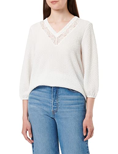 VERO MODA VMSONJA 3/4 V-Neck JRS BTQ Top, Snow White, S, Snow White, S