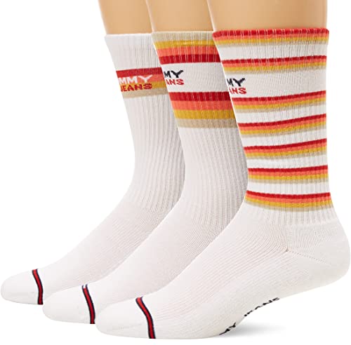 Tommy Hilfiger Unisex Stripe Giftbox Crew Sock (3 sztuki), biały, 35 EU