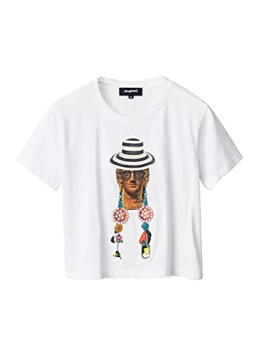 Desigual Damska koszulka z krótkim rękawem, biały, XL
