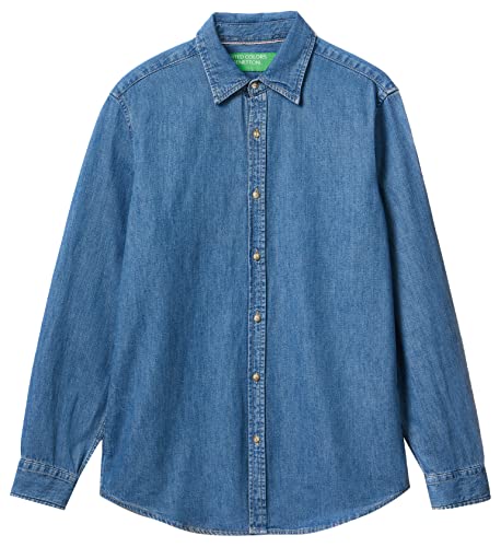 United Colors of Benetton Camicia 5FV6UQ001 Bluzka, BLU Denim 902, XXXL męska, Blu Denim 902, 3XL