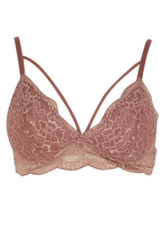 DeFacto Bralette koronkowy biustonosz damski – miękki i oddychający biustonosz (LT.Brown, S), brązowy, S