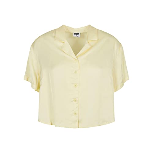 Urban Classics Damska koszula damska Viscose Satin Resort Shirt, krótki rękaw, damska koszula dostępna w 3 kolorach, rozmiary XS - 5XL, Softyellow, 4XL