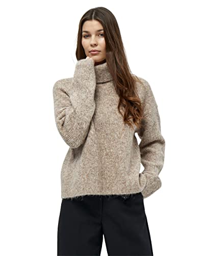 Peppercorn Damski sweter z wysokim dekoltem Gaia, melanż tytoniowy, XL