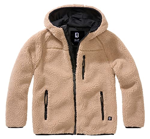 Brandit Kurtka polarowa z kapturem dla dzieci Teddy Unisex-dla dorosłych, Camel, 170