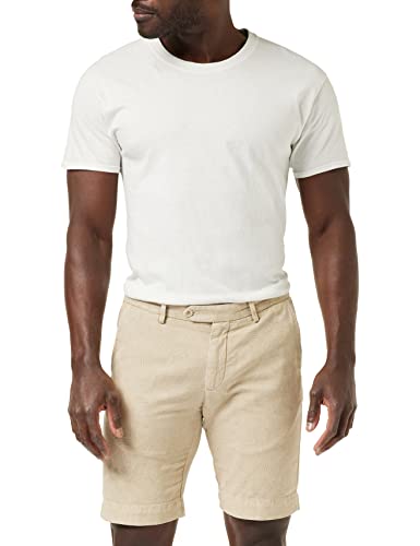 Hackett London Męskie szorty z nadrukiem liści, Beżowy (owsiany), 44