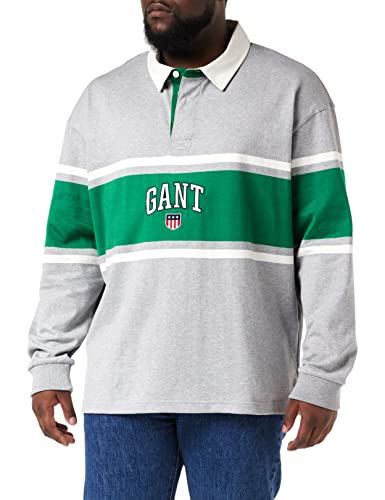 GANT Męska koszulka polo D.2 Retro Shield Heavy Rugger, szary melanż, XL