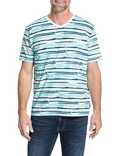 Pioneer Męski T-shirt z dekoltem w serek, Lagoon w paski, L, Lagoon paski, L