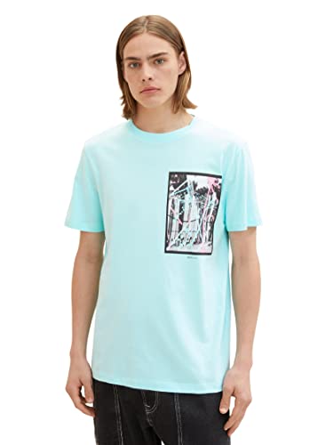 TOM TAILOR Denim Koszulka męska 1036480, 30655-Soft Light Turquoise, L, 30655 - Soft Light Turquoise, L