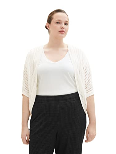 TOM TAILOR Plussize bolerko damskie z dzianiny, 10315 - Whisper White, 44