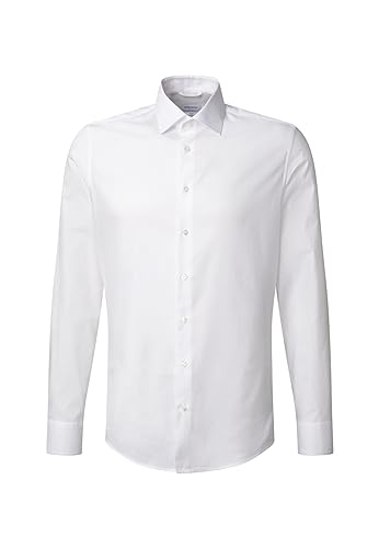 Seidensticker Męska koszula biznesowa – slim fit – łatwa do prasowania – kołnierz Kent – długi rękaw – 100% bawełna, biały, 38