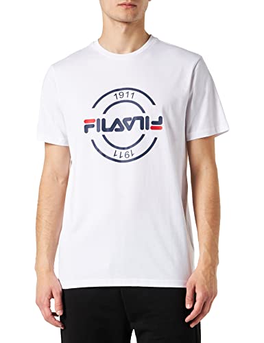 FILA Męski t-shirt SIMI Graphic z nadrukiem, jasny biały, S, Bright White, S