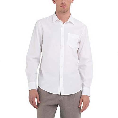 Replay Koszula męska M4106, 001 biała, 3XL, 001 White, 3XL
