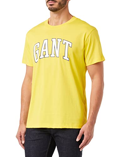 GANT Męski t-shirt MD, żółty (Sun Yellow), standardowy, żółty (Sun Yellow), L