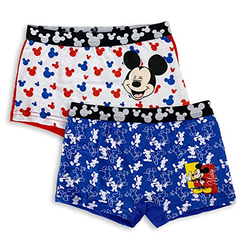 Mickey Disney, zestaw 2 niebiesko-czerwonych bokserów rozmiar 6/8 lat dla chłopców, Niebieski