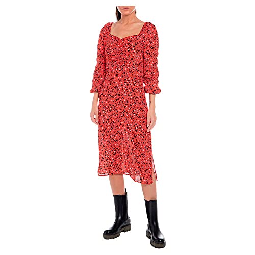 Replay Sukienka damska W9024, 010 RED/PINK/czarny, L, 010 czerwony/różowy/czarny, L